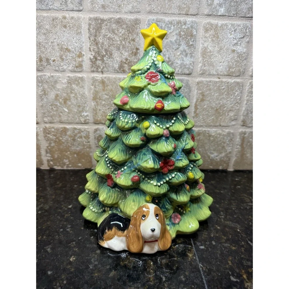 Pioneer Woman Dog Charlie Christmas Tree Cookie Jar Wishful Winter Classic Decor